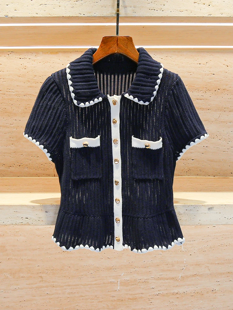 

Высококачественный женский вязаный топ в европейском стиле с открытой талией, цветное пальто Blo ort, винтажное пальто с воротником-стойкой для поездок на работу