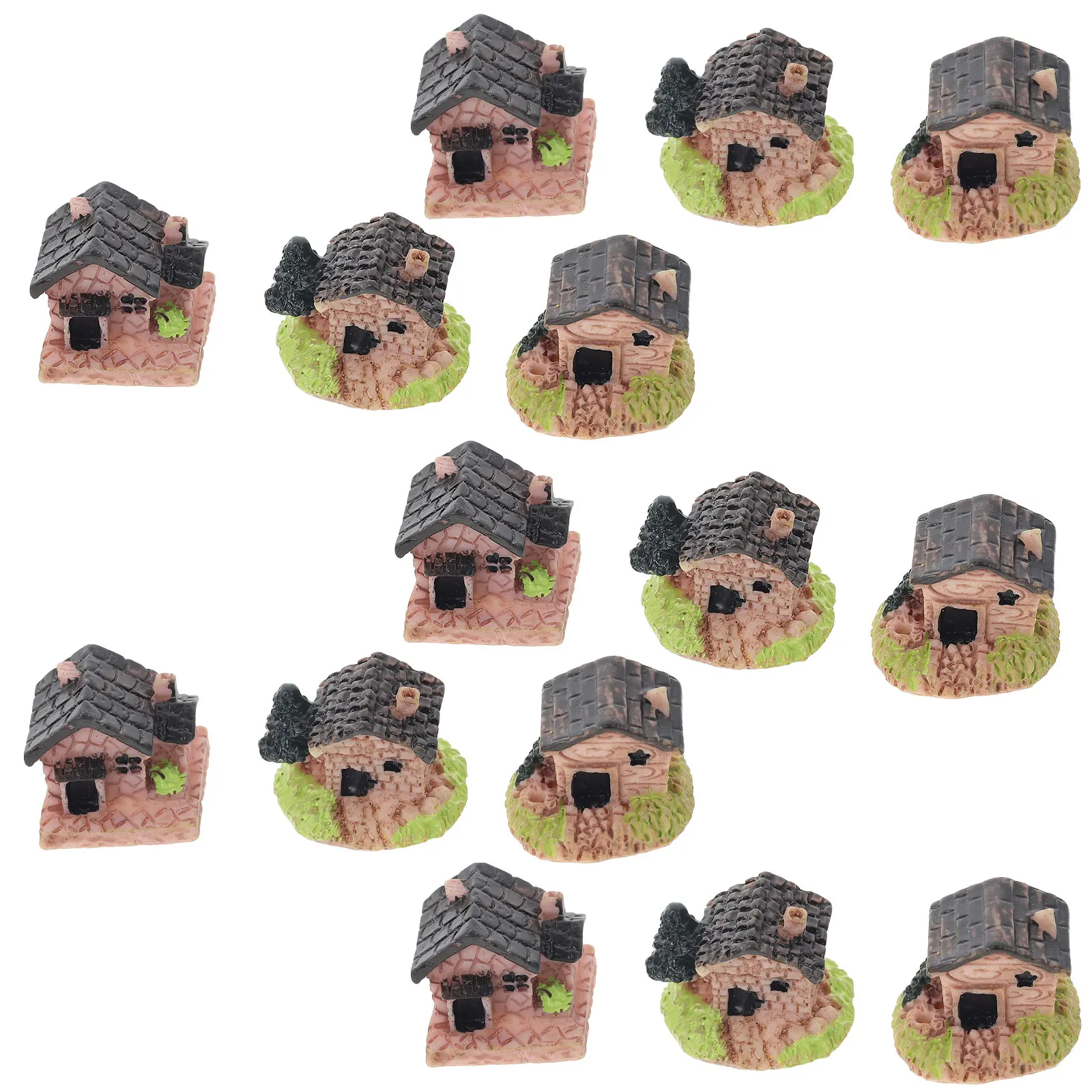 

15 Pcs Resin Small House Decorations Durable Wonderful Scene Layout Creative Shape Stylish Mini Landscape Accessory Garden