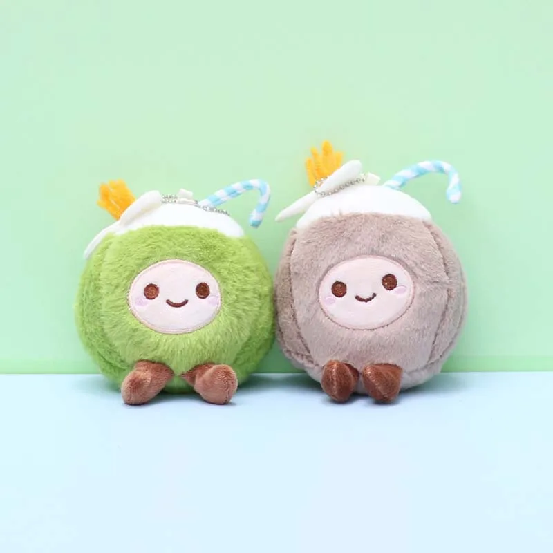 코코넛 펜던트 키체인, 귀여운 봉제 인형, 열대 과일 인형, 커플을 위한 창의적인 선물, 고급스러운 느낌의 봉제 인형 식물