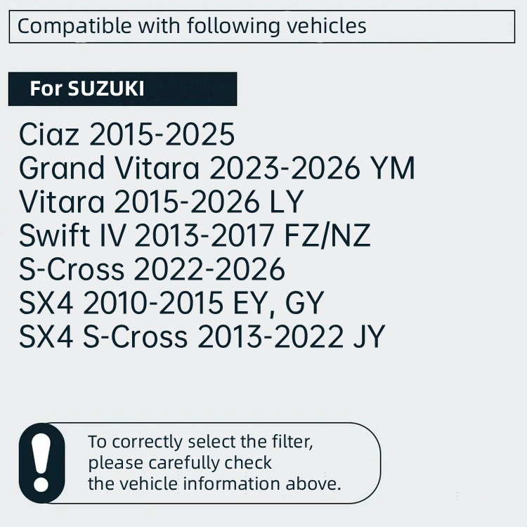 For SUZUKI Alivio 01.2015- Vitara SX4 S-cross 1.4T 1.6L Cabin Filter 95850M79M00 9585061M00