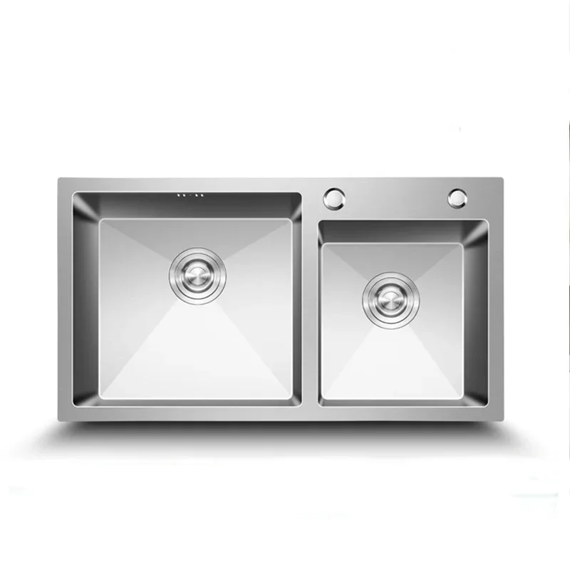 Kitchen sink dual-slot SUS304 stainless steel hand-thickened sink set-up/down sink for washing hands and washing dishes.