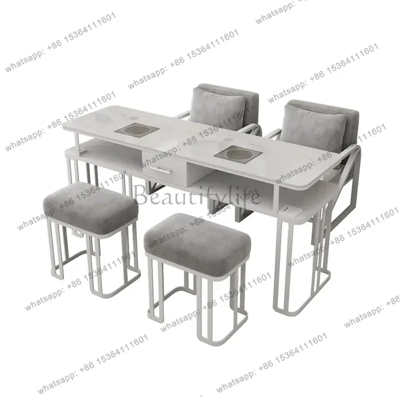 FG Luxury Leg Metal Nail Table Aesthetic Modern Rustic High Quality Nail Desk Profesional Aesthetic Table Onglerie Salon Furnitu