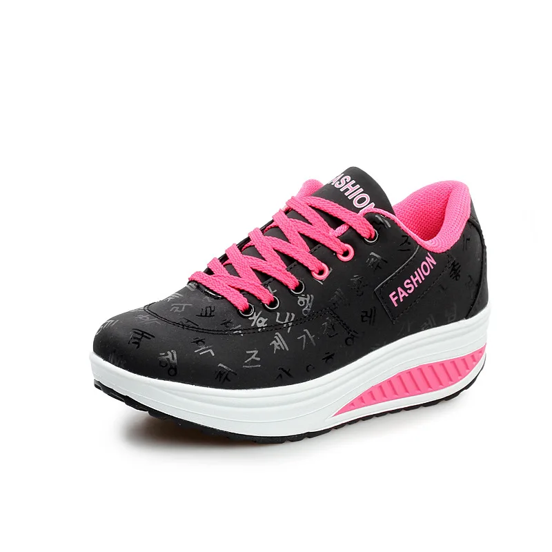 

High Quality Ladies Casual Sports Shoes Breathable Comfortable Wedge Heel Thick Sole Sneakers Lace-up Chunky Sneakers for Women