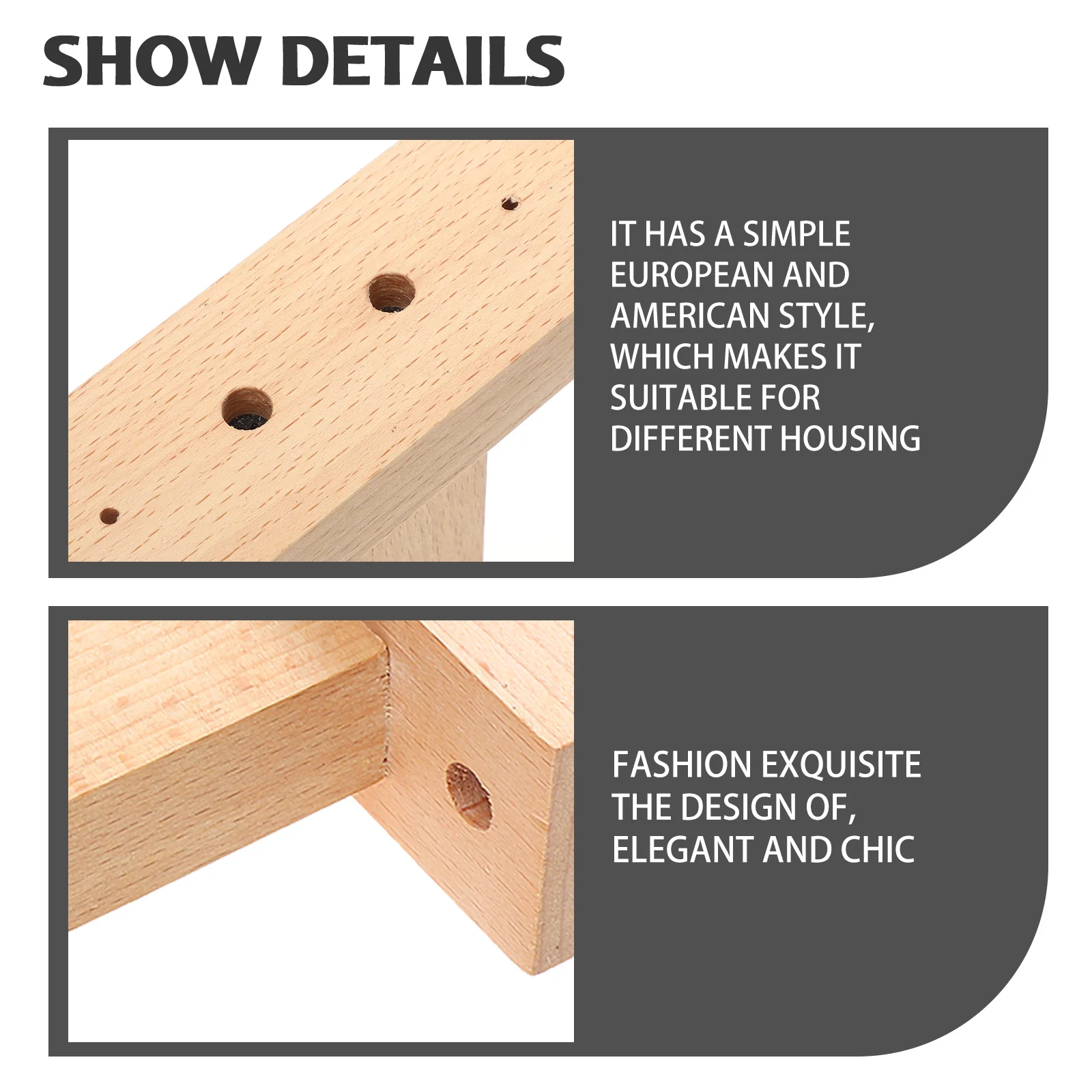 

Bath Curtain Rack Easy to Clean Long Time Use Attractive Decoration for Various Scenes Curtain Rod End Wooden Rod Holder