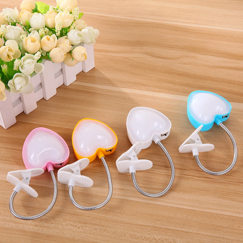 

Table Light LED Eye Protection Lights Desk Lamp with Clip Clamp Heart-shaped White