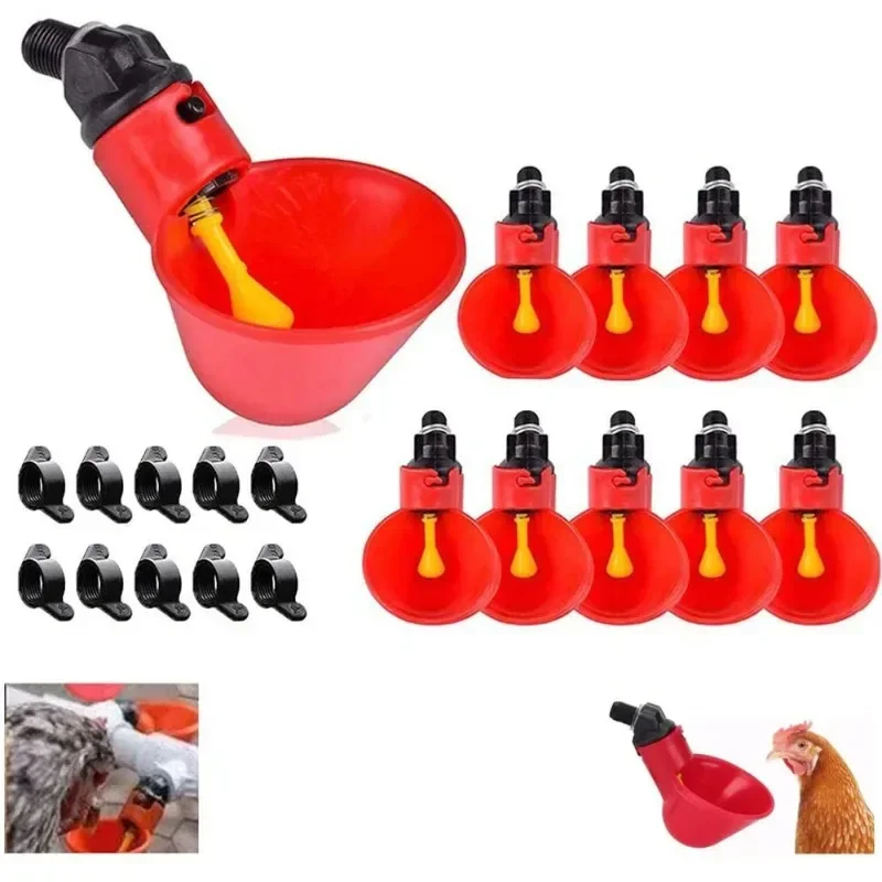 2024 Chicken Water Cup Automatic Drinker for Chickens Thread Filling Waterer Poultry Drinking Bowl for Chickens Quail Bird Cage