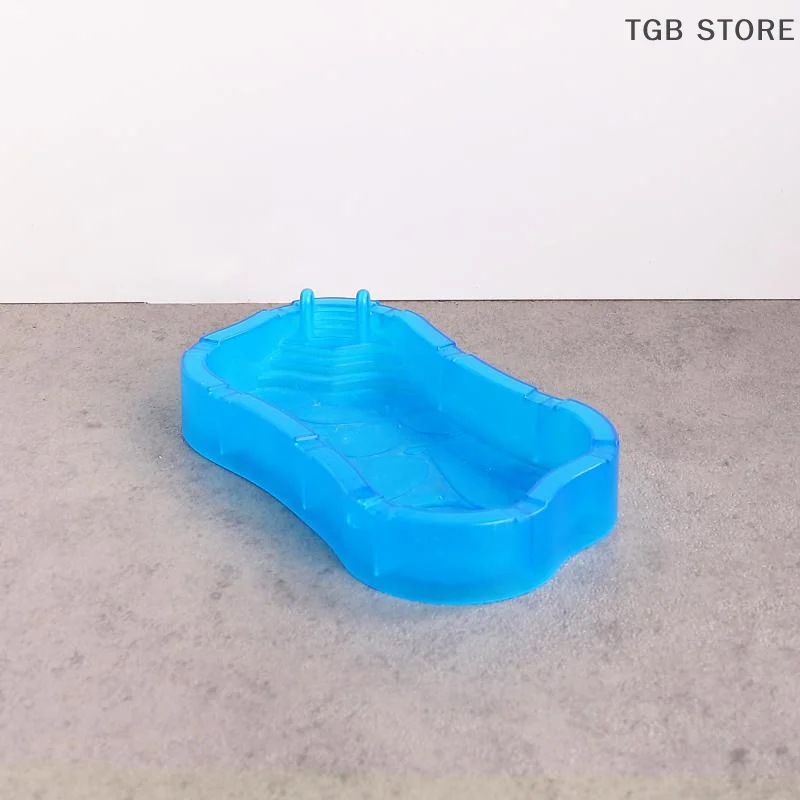 1Pcs Mini Swimming Pool Model Blue Miniature Pool Scene Ornament Dollhouse Toy Accessories For Doll Houses