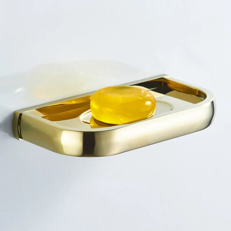 Golden Bathroom Wall-Mounted Soap Holder Wall Installation Soap Dish Bathroom Bathroom Pendant Brass Soap Dish Storage Rack