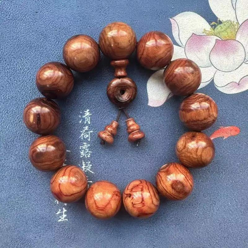 High-grade ghost-face yellow for men made from aged rosewood a traditional Buddhist prayer bead bracelet