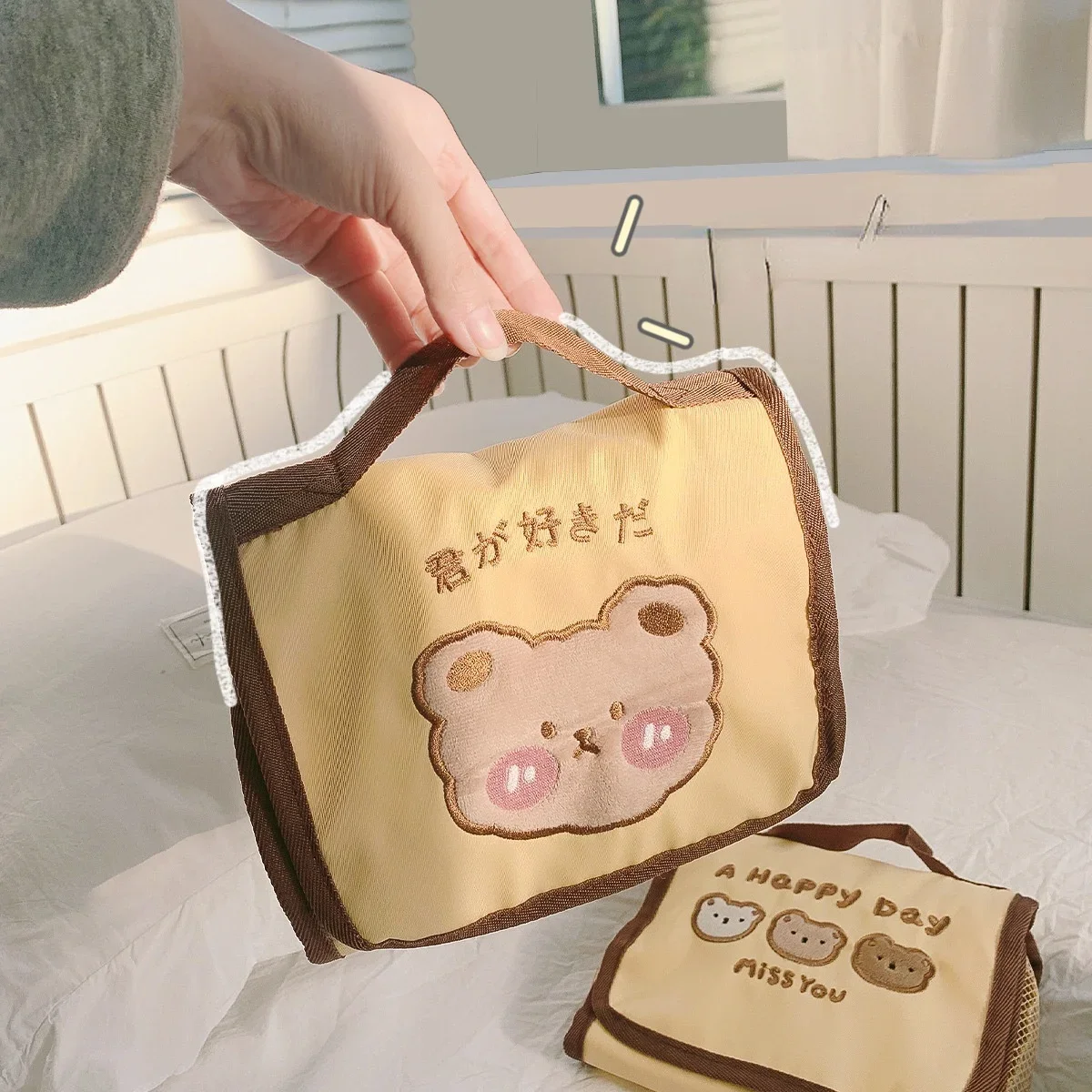 

Cute Folding Cosmetic Bag Makeup Organizer Portable Cosmetic Bags Korean Storage Bag Large Capacity Travel Cosmetic Bags