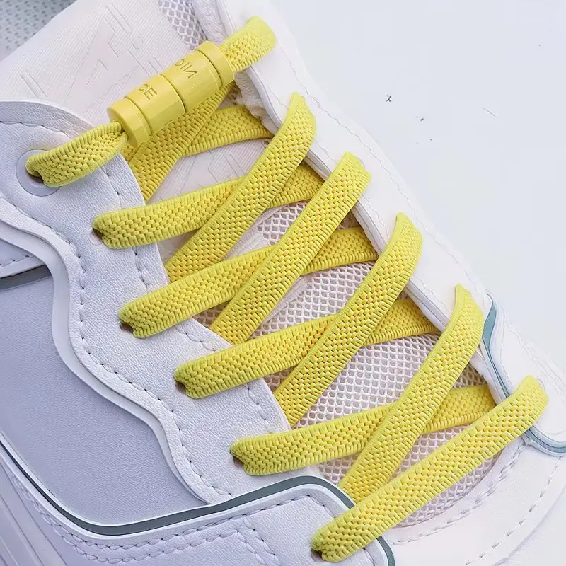 Unisex Schnürsenkel ohne Binden, 6mm Breit, Flach, Bunt, mit Kapselschnalle, Elastische Schnürsenkel für Sneaker, Bequemes Schuhzubehör, 1 Paar