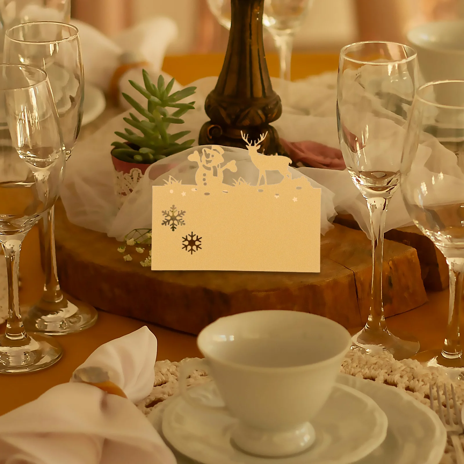 

50 Pcs Brown Decor Name Cards Holiday Event Place Christams Dinner Placecards Christmas Party