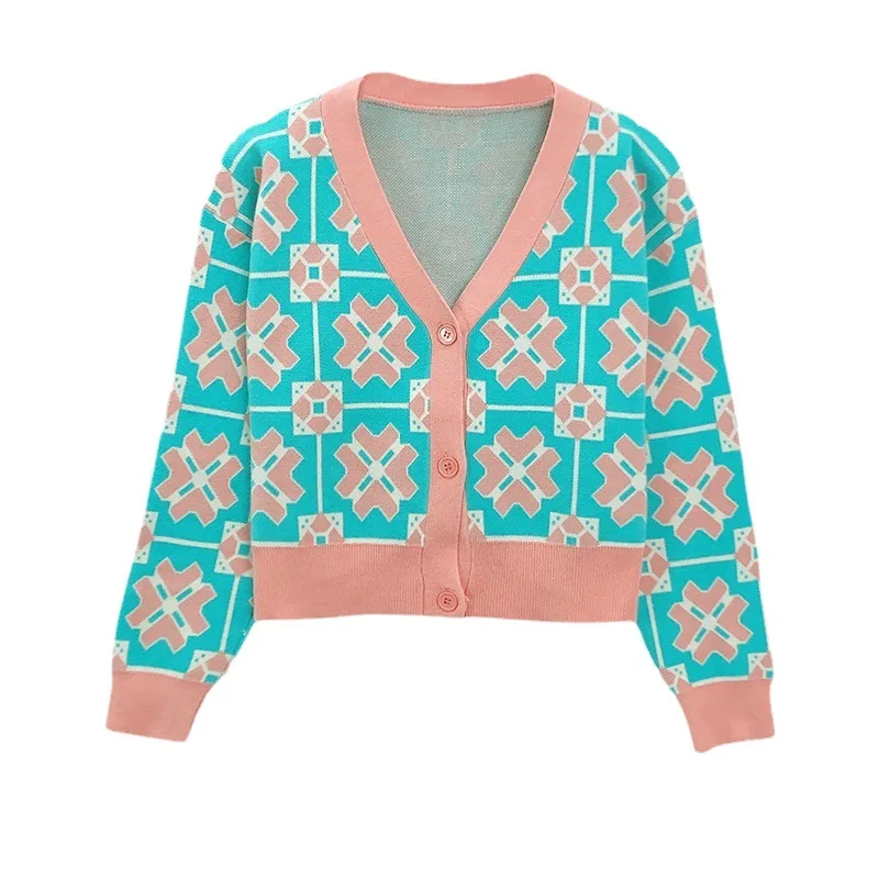 Elegant สีม่วงถักเสื้อสเวตเตอร์ถัก V คอสั้นเสื้อกันหนาวผู้หญิงฤดูใบไม้ผลิ/ฤดูใบไม้ร่วงแฟชั่น Outerwear