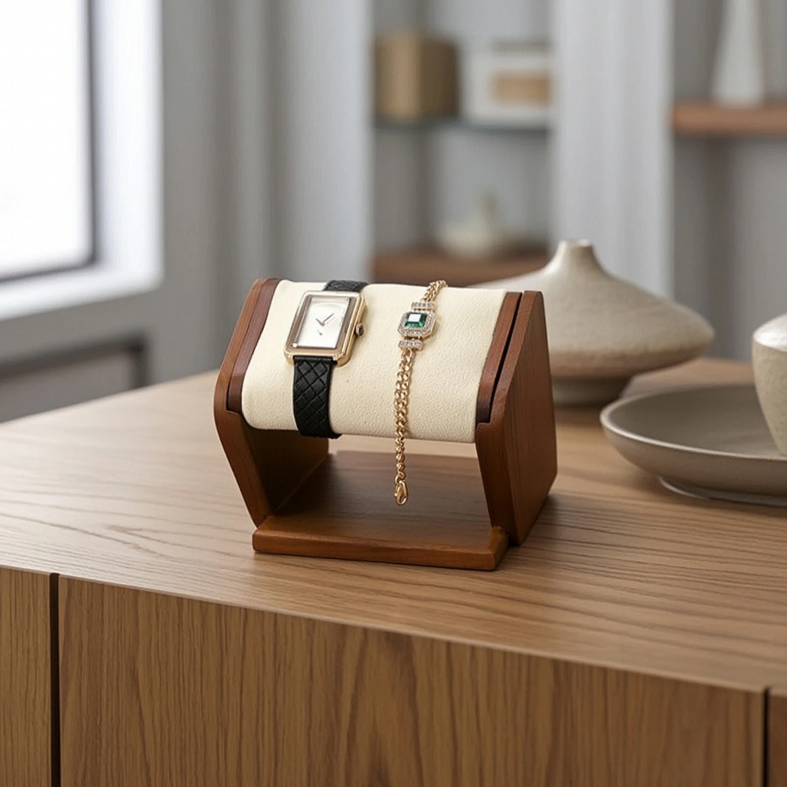 Watch Stand with Padded Support Sturdy Watch Display Stand Safeguarding Space-Saving for Collectors, Dresser, Countertop