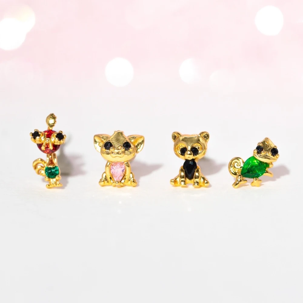 New ins Cute Cartoon Princess Earrings Set For Women Girl Fashion Vintage Colorful Zircon Stud Earring Wholesale Jewelry Gift view 5