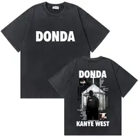 Camiseta gráfica del rapero Vintage lavada Kanye West Donda álbum hombres Harajuku camisetas de gran tamaño Hip Hop moda Pop música camisetas