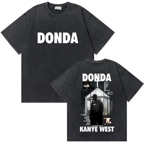 Camiseta gráfica del rapero Vintage lavada Kanye West Donda álbum hombres Harajuku camisetas de gran tamaño Hip Hop moda Pop música camisetas