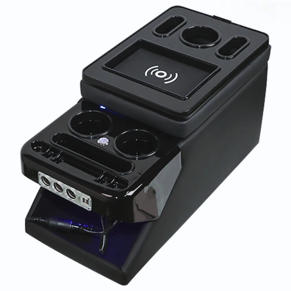 Reposabrazos Universal para Automóvil  24 cm  Ancho, Caja  Almacenamiento para la Fila Central  MPV, Consola con Carga Inalámbri