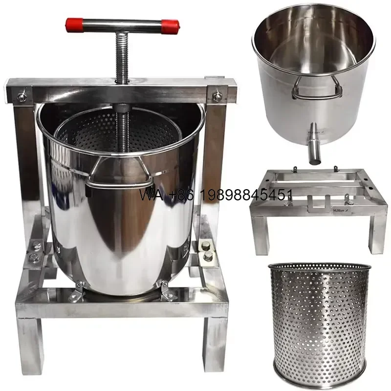Wmwmnu for High Quality New Condition 304 Stainless Steel Manual Honey Bee Wax Press for Beekeepers