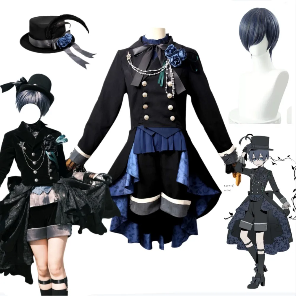 

Black Butler Emerald Witch Arc Ciel Phantomhive Black Rose Cosplay Costume Adult Halloween Comic Con Stage Performance Outfit