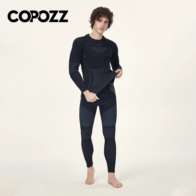 COPOZZ New Winter Quick Dry Thermal Underwear Men Female Ultra Soft Skiing Warm Long Johns Ski Thermal Underwear Set For Women