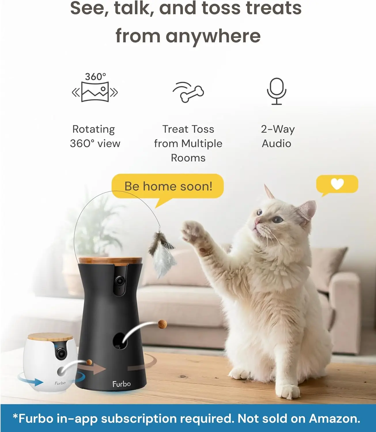 360° Cat Camera + Mini 2-Camera Bundle with Night Vision, Speaker & App Alerts (New Subscription Needed)