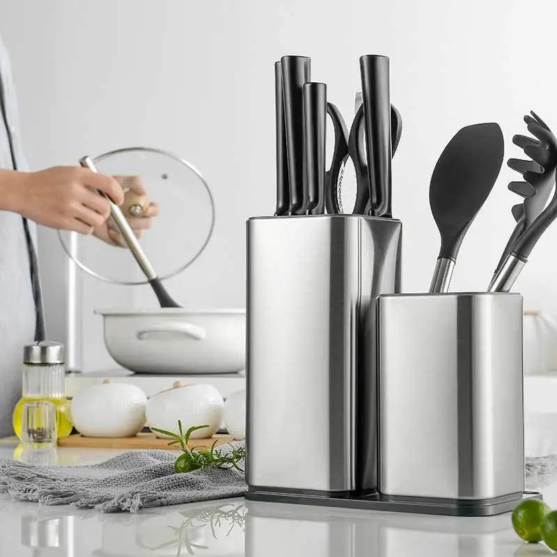 GoodEZ New Stand For the Kitchen Knife Block Knives Utensils Holder Spoon Fork and Knife Holder Cutlery Organizer Scissor Rack