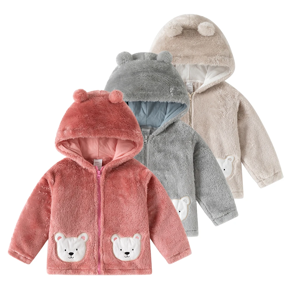 

Girls' Polar Fleece Jackets, Autumn and Winter Clothing, Kidsren's Boys and Girls' Fleece Hooded Tops, Baby Warm Clothes