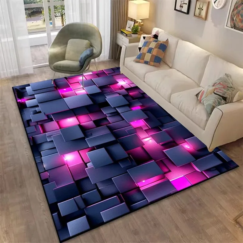 3D Abstract Mirror Geometric Illusion Area Rug Carpet for Home for Living Room Bedroom Sofa Decor Kids Play Non-slip Floor Mat