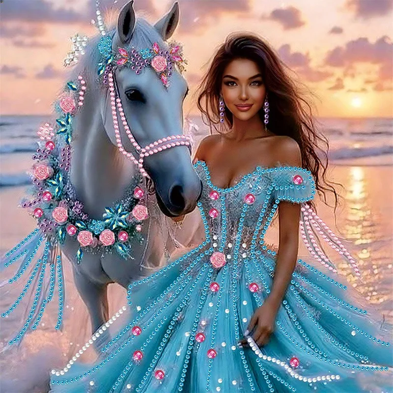 5D DIY Diamond Painting Set, Beauty Diamond Painting, Irregular Diamond Embedding, Perfect Gift for Family Members