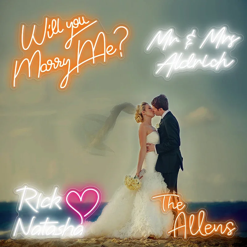 

Custom Neon Sign Marry Wedding LED Couple Lighting Led Display Light Name Decor Name Made Bedroom Home Wall Neon Decorations