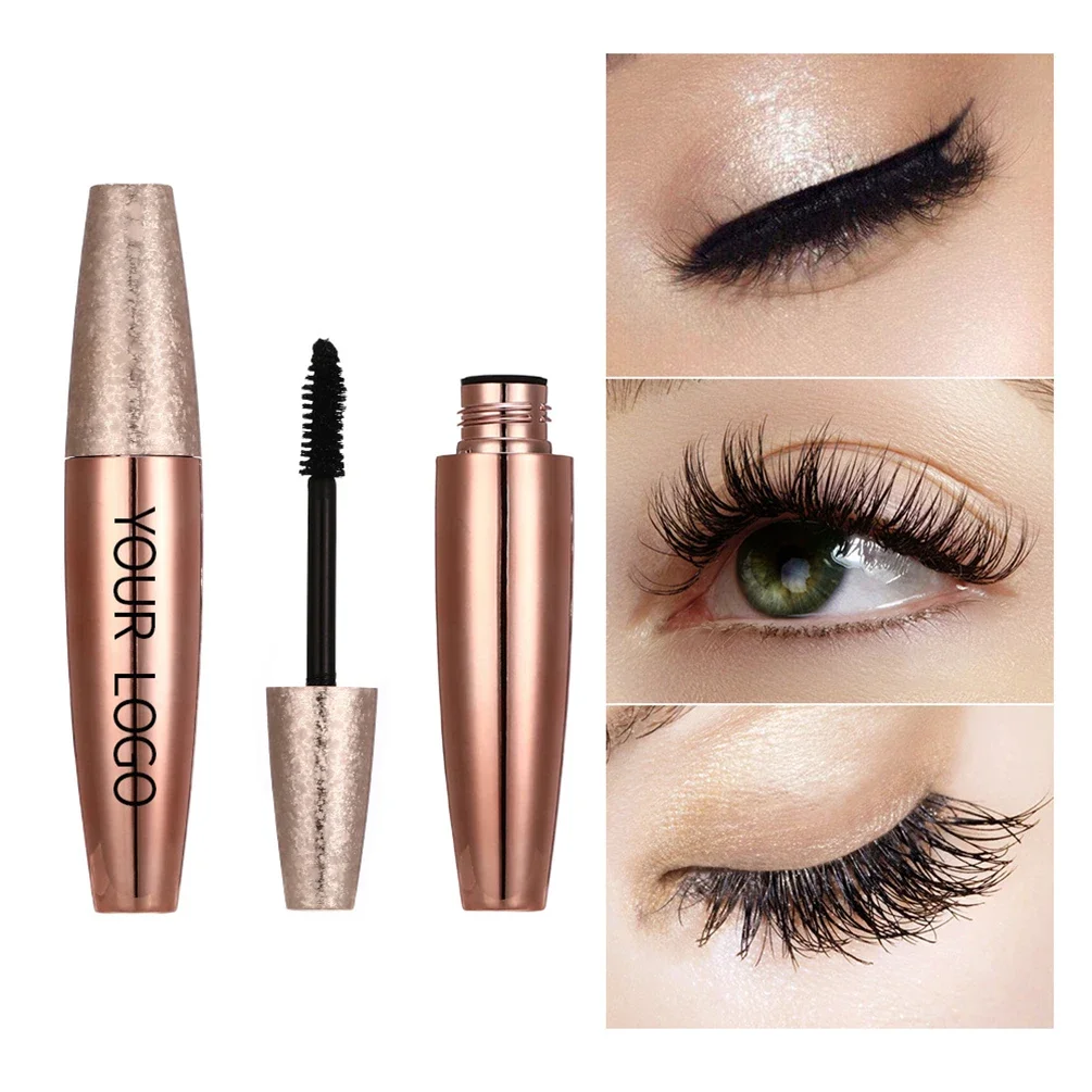 Private Label Gold Round Tube Mascara Custom Logo Thick Lengthening Long Lasting Natural Curling No Smudge Makeup Wholesale