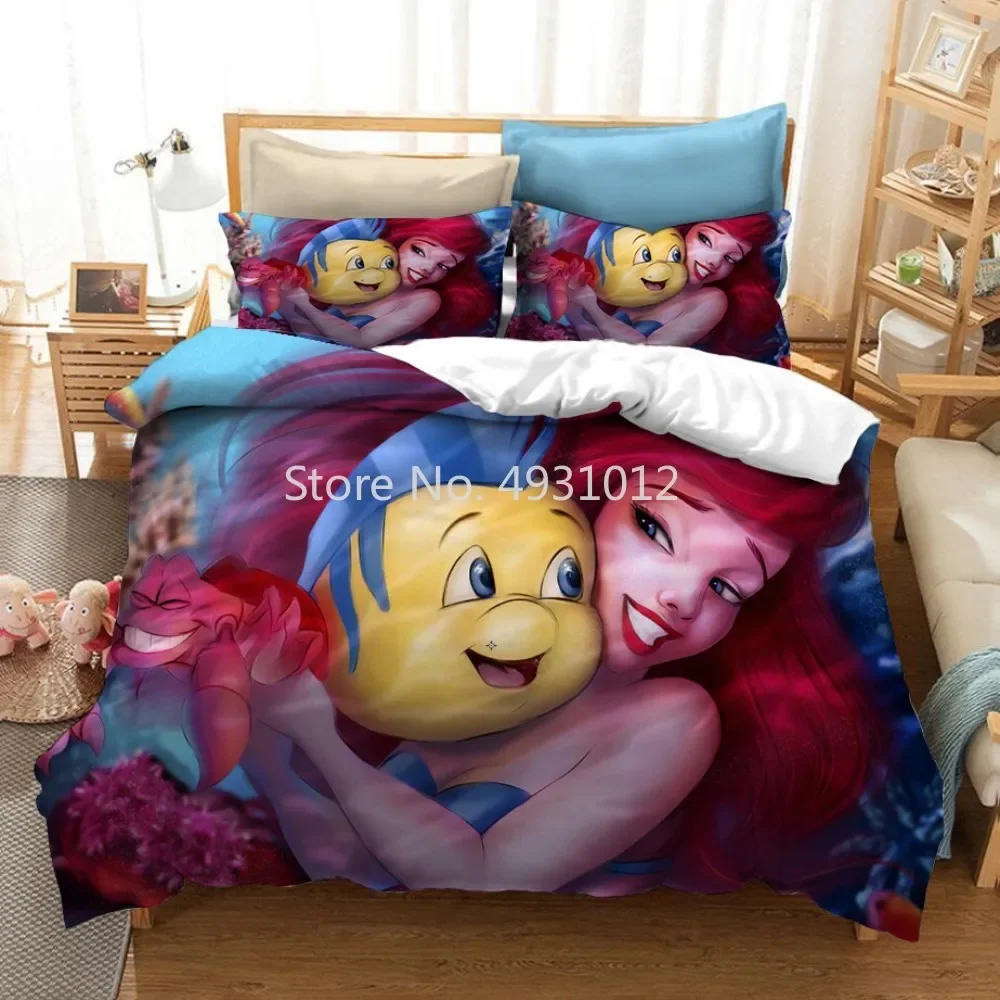 

Ocean Mermaid Princess Clownfish Bedding Set Twin Queen BedLinen Duvet Cover Set Pillowcase Children Adult Boys Girls Gift