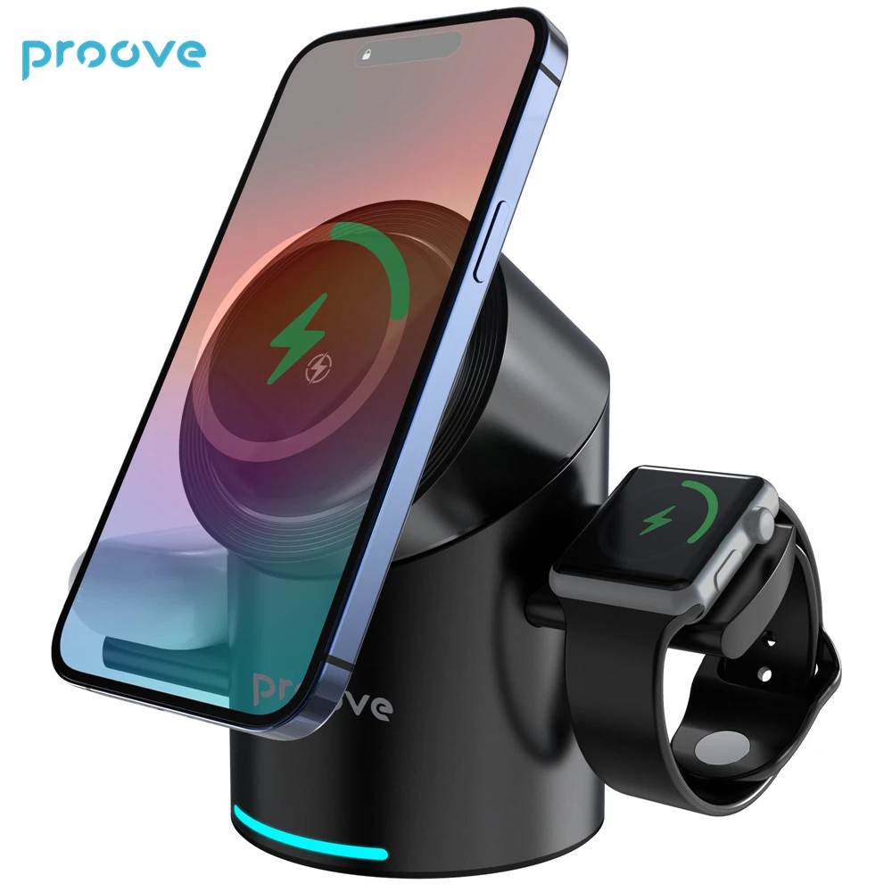 Proove Optimus 3in1 15W Fast Charging Autorotation For Watch Earphone Wireless Charging