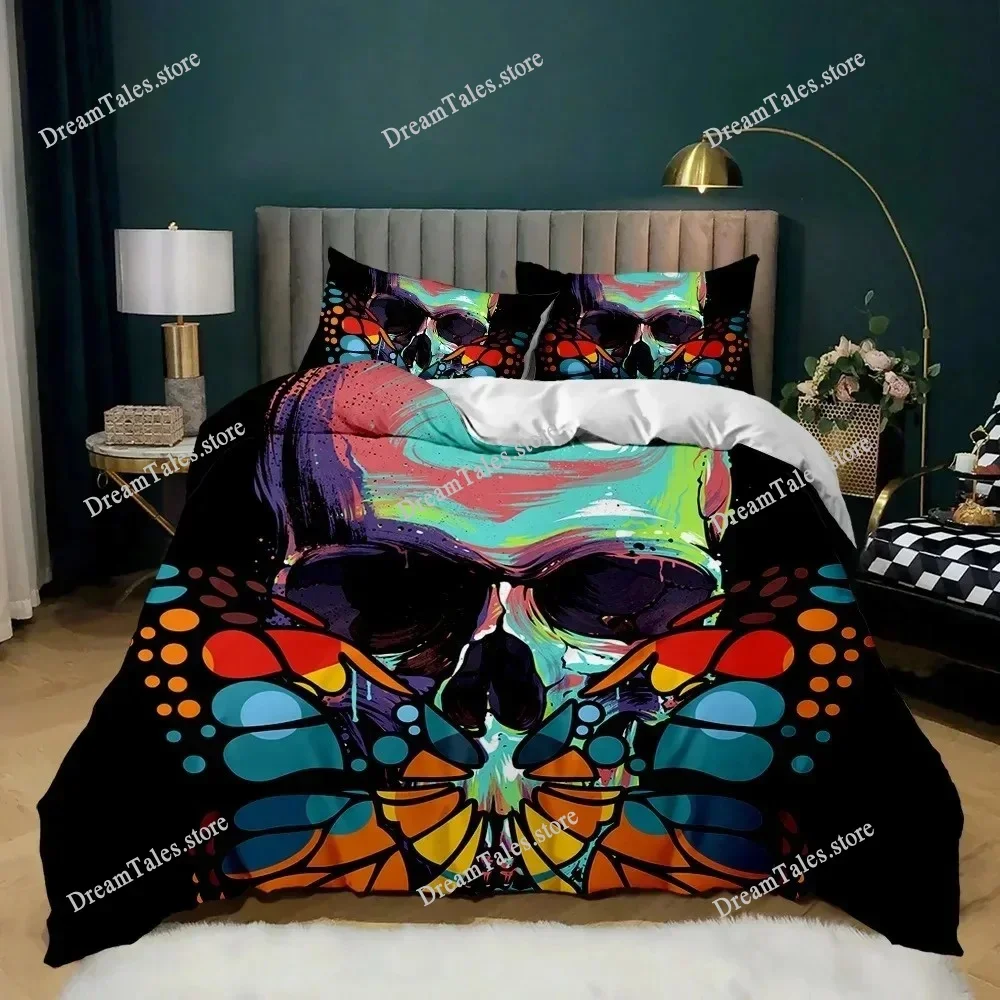 Skeleton Duvet Bedding Set, 3D Printed Skeleton with Two Beautiful Pillowcases, Personalized and Fashionable Crown Boutique