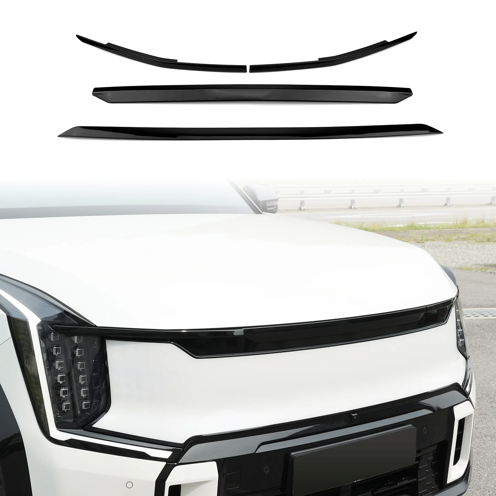 المصد الأمامي للسيارة العلوي السفلي الأوسط شبكة ، غطاء الشريط الزخرفية ، القوالب التصميم الخارجي لكيا EV9 LHD RHD ، 4 قطعة #1