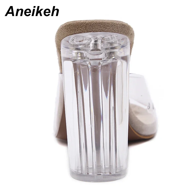 Aneikeh Fashion Women Sandals PVC Jelly Shoes Crystal Heel Transparent Women Sexy Clear High Heels Summer Sandals Pumps 11cm