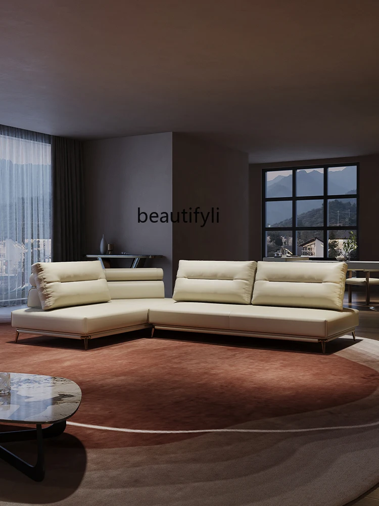 Light Luxury Direct Discharge Type Combination Sofa Modern Living Room Designer Model Top Layer Leather Sectional Sofa