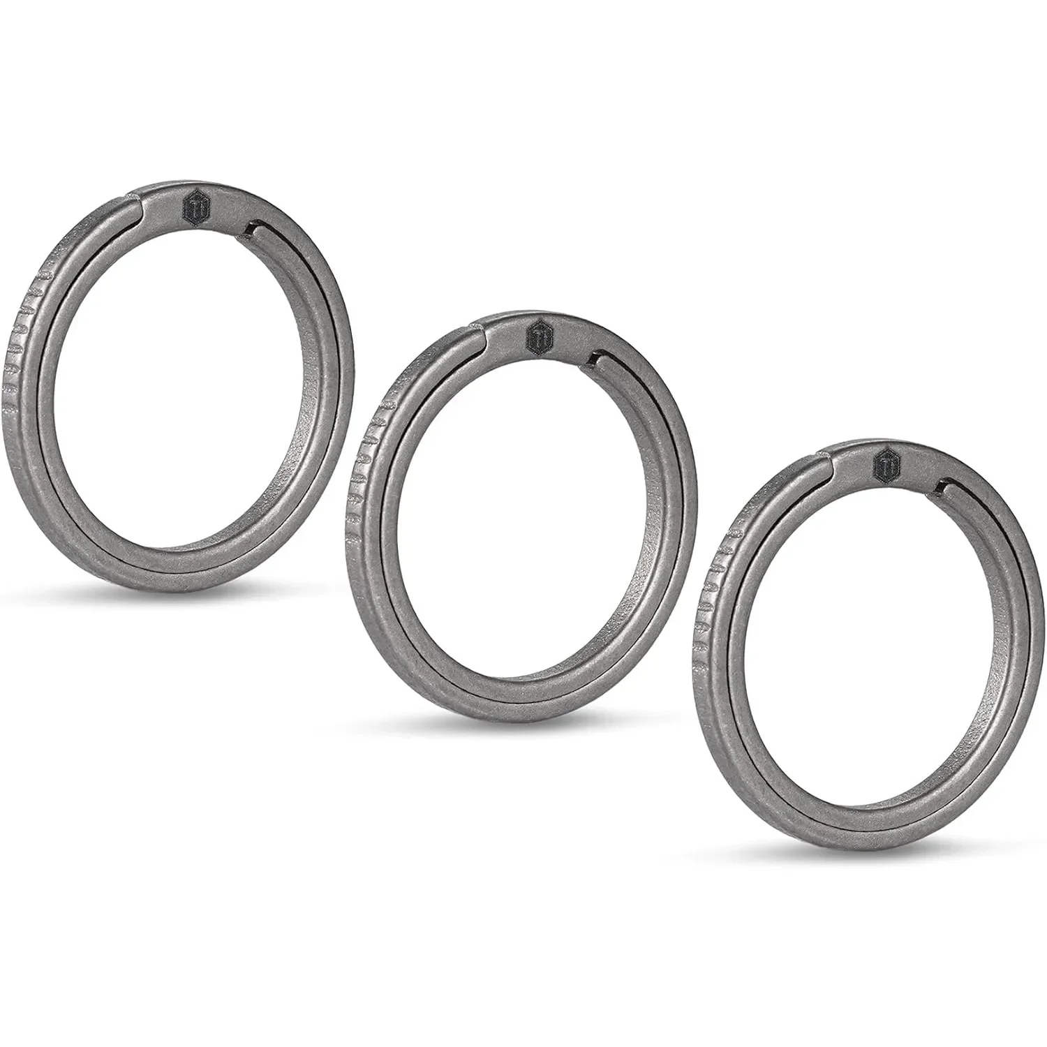 KeyUnity Titanium Flat Key Rings, 33/25/17.5mm Side Pushing Split Ring for Key Carabiner Flashlight Knife Dog ID Collar Tag