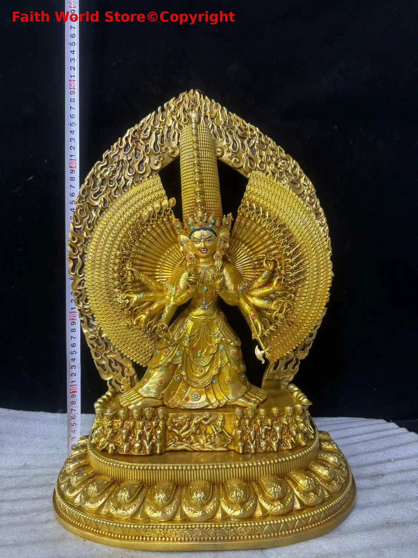 Huge Buddha statue rare copper carving ushnisha sitatapatra White Umbrella Goddess decoration buddha Buddhist temple offering