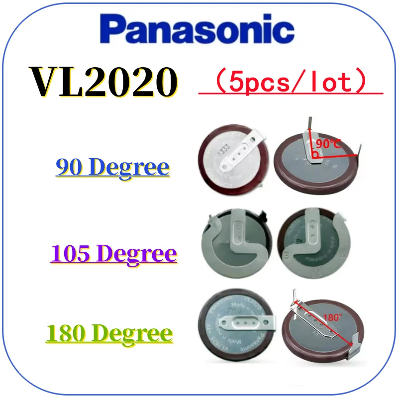 5pcs Original Panasonic VL2020 2020 rechargeable battery battery With Legs 90 degrees 105 degrees 180 degrees for BMW car key