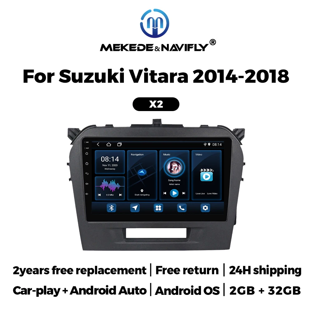 Navifly IPS Screen Car Radio 24H Shipping For Suzuki Vitara 2014-2018 Wireless Carplay Android Auto BT FM Radio GPS Headunit