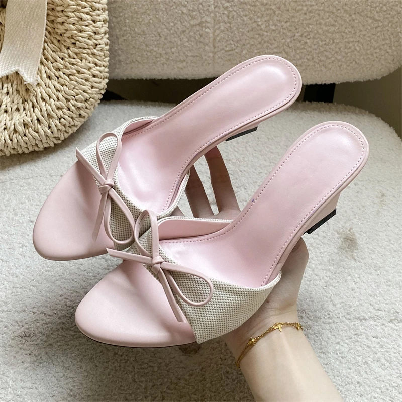 Eilyken Sexy Elegant Wedges High Heels Open Toe Women Slippers Fashion Butterfly-kont Banquet Party Slide Shoes