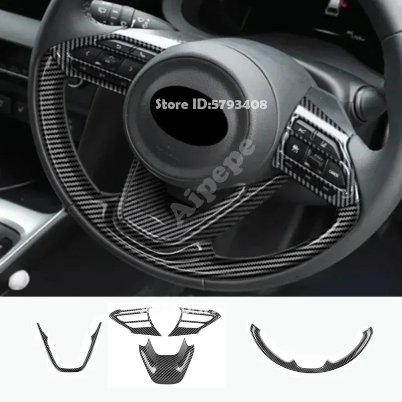 For Toyota Yaris Yaris Cross Aqua Sienta 2020 2021 2022 ABS Red Black Carbon Fiber Car Steering Wheel Decoration Cover Stickers image 3