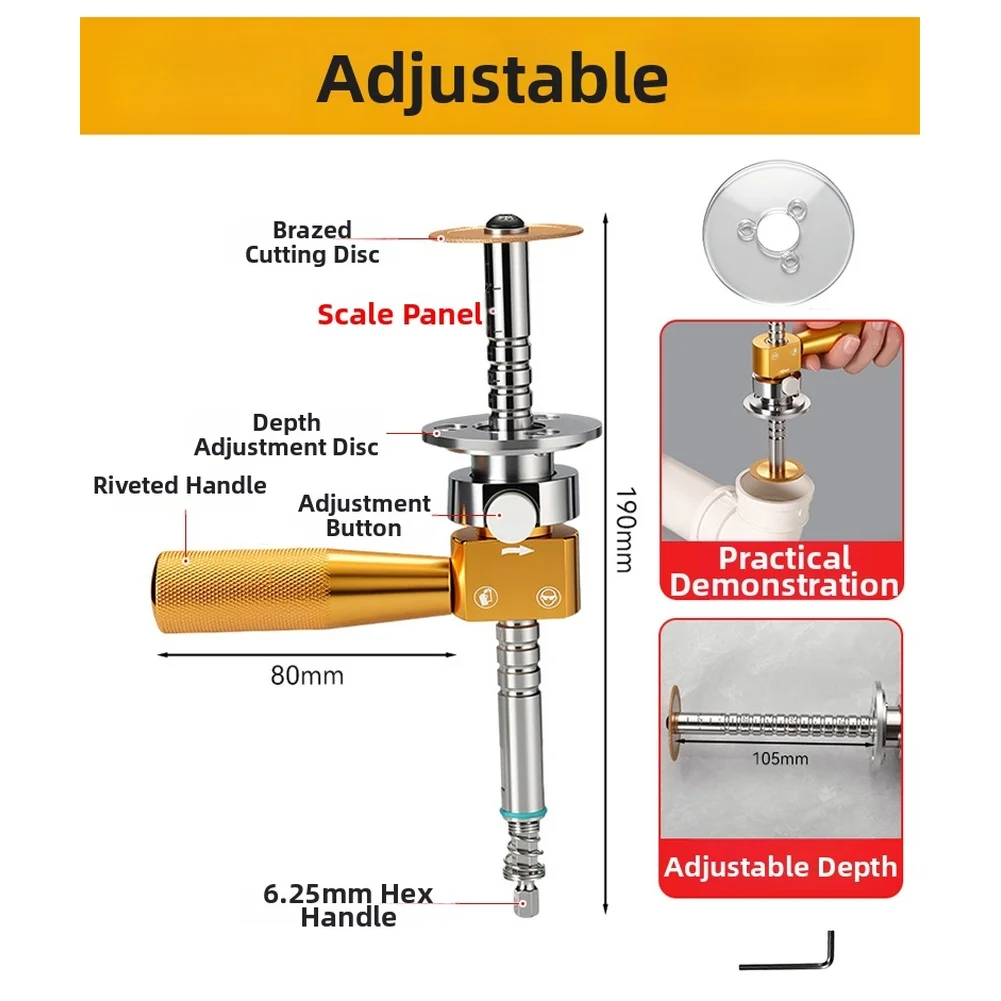 1pc Adjustable Pipe Cutting Tool Dry/wet Use Hex Handle For Home Improvement Plumber Cutting Tool Accessories