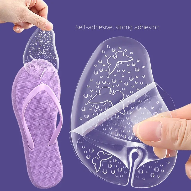 Silicone Flip Flop Forefoot Pads Anti-Slip Self-Adhesive Cushion Inserts for Sandals Pain Relief