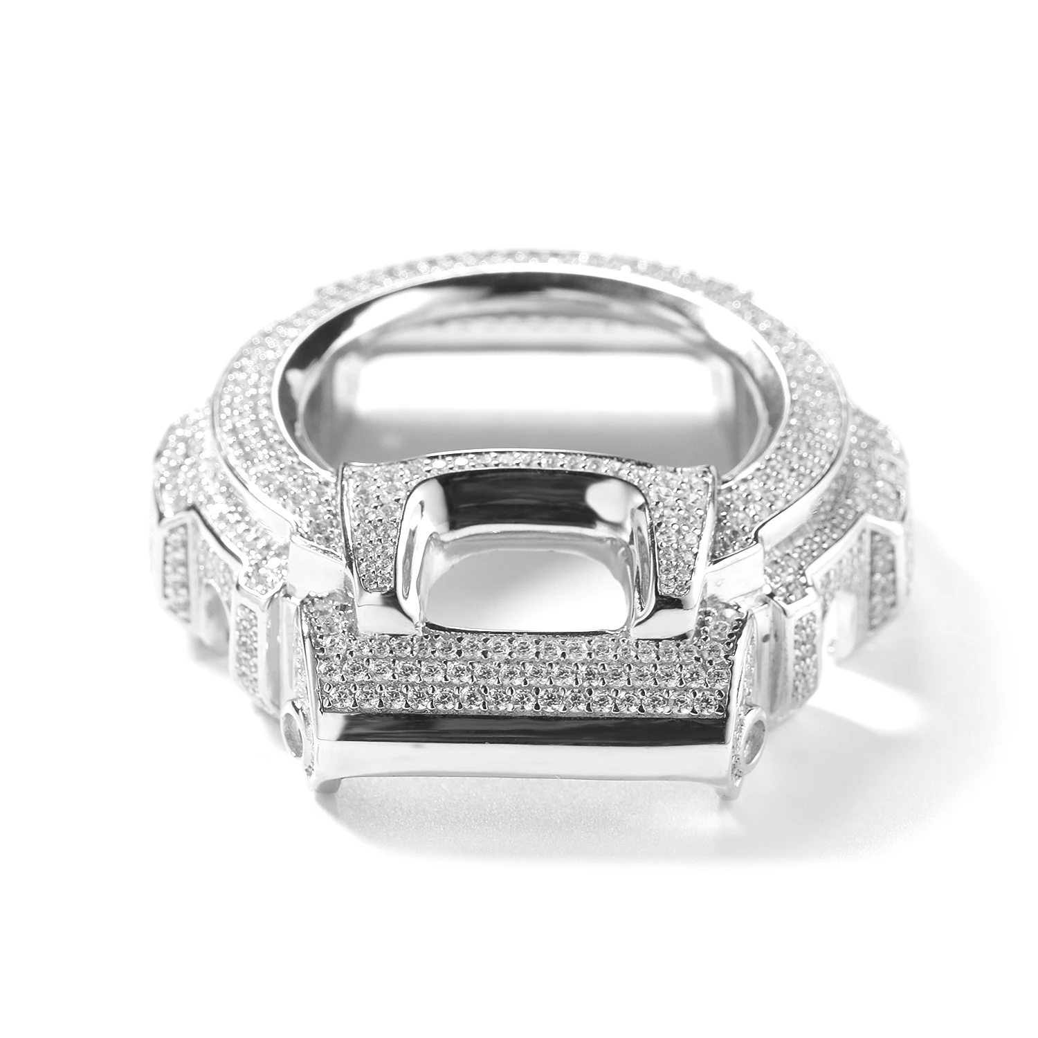 THE BLING KING Full Iced Out Moissanit Watch Case For DW6900 Cubic Zirconia Replacement Cover Hip Hop Luxury Mod Accessory