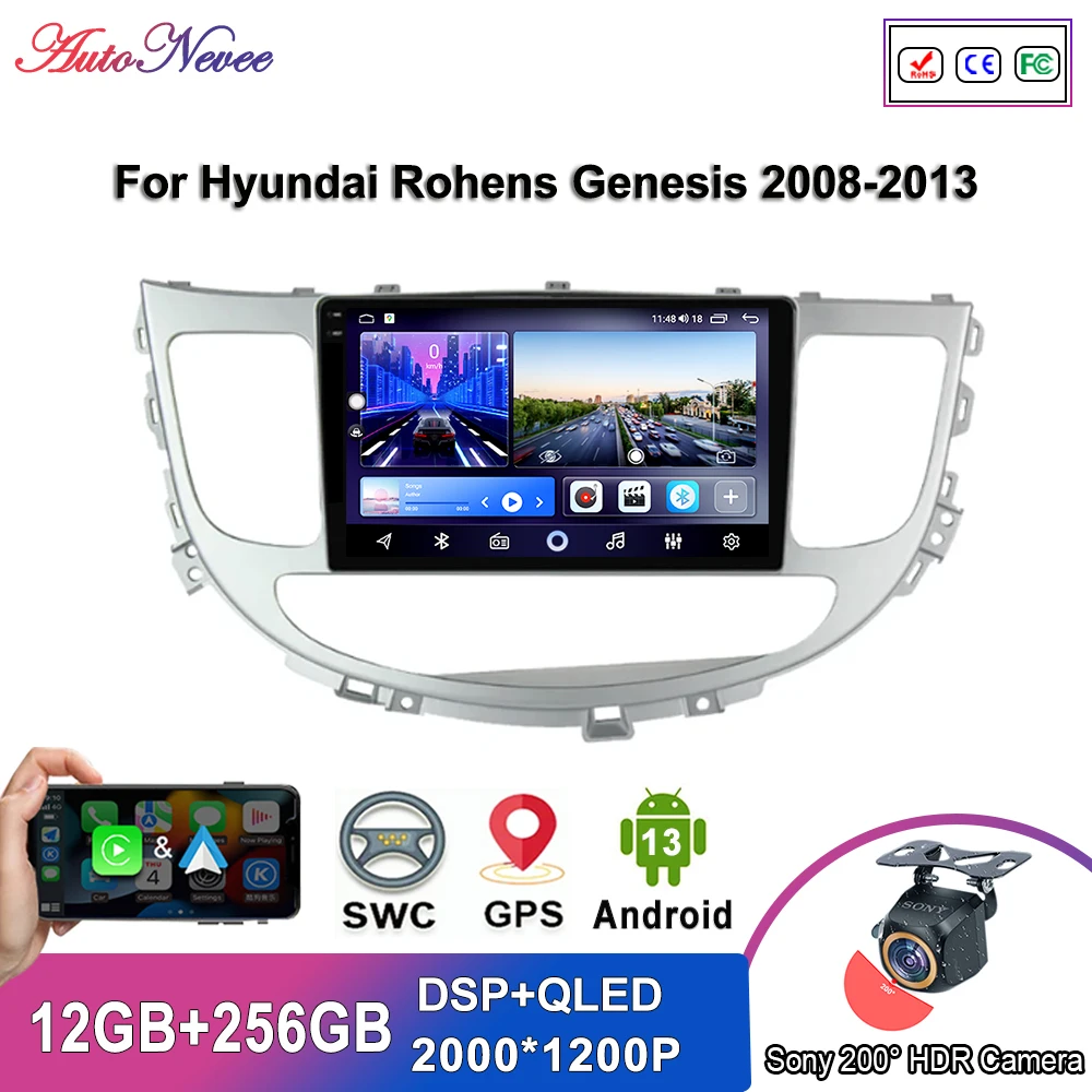 

2K экран CarPlay радио для Hyundai Rohens Genesis 2008-2013 Авто Радио мультимедийный плеер стерео головное устройство GPS навигация 5GWifi