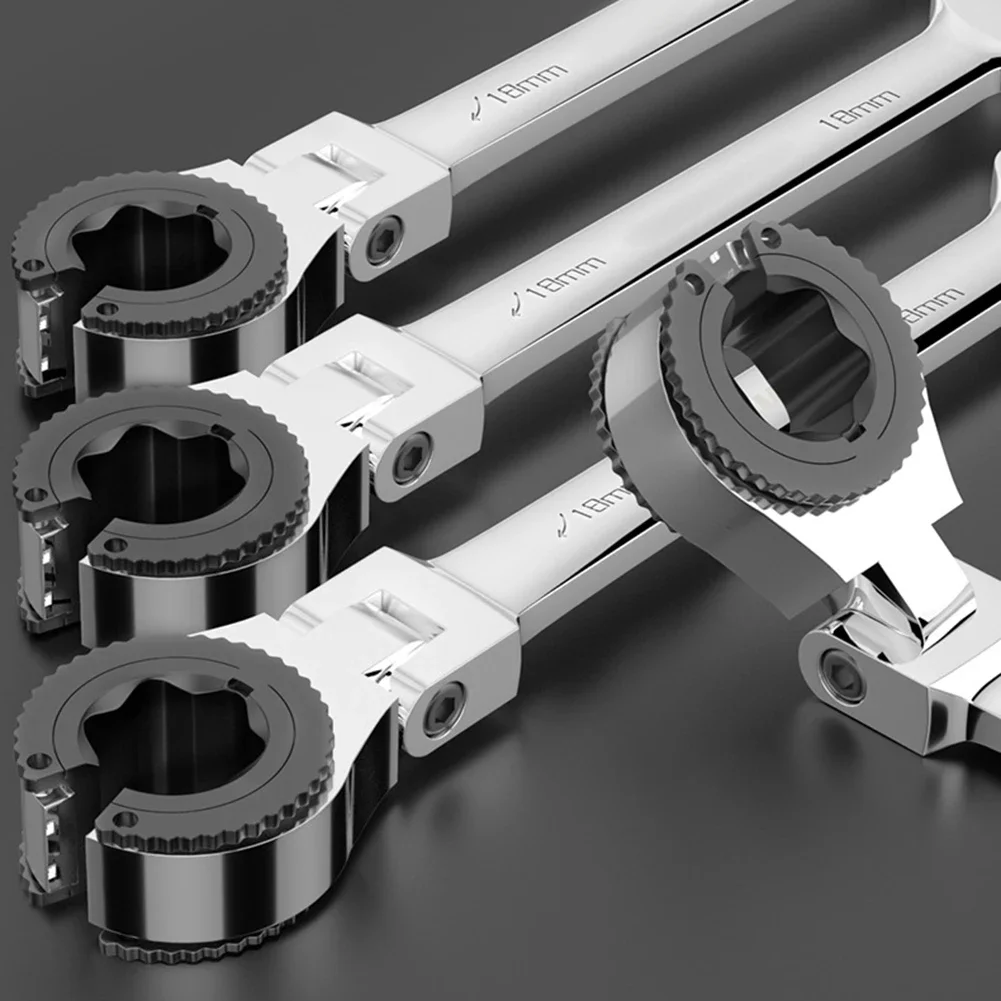 1pc Half-Open Ratchet Wrench Double-Sided Flexible Head Brake Line Wrench For Air Conditioning Systems Repair
