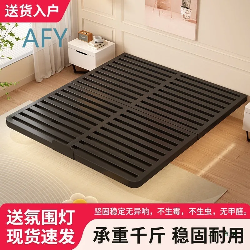 Floating Bed Frame for Home Bedroom Carbon Steel Slat Base Bed Without Headboard No Backrest Iron Bed Frame Edge-to-Edge